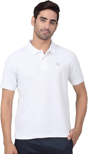 Cantabil T-Shirt for Men l Breathable &amp; Soft with Color Fastness Regular Fit Collared Neck Polyester Fabric Solid Pattern