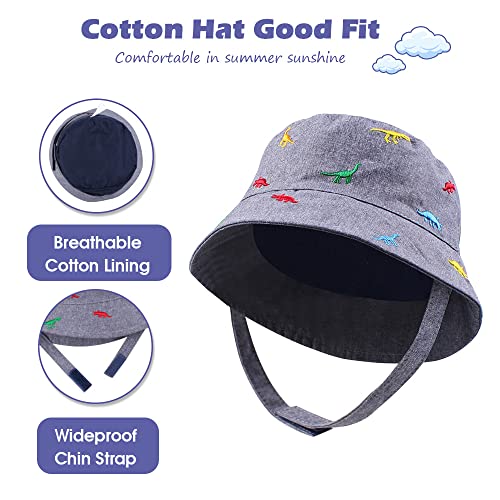 Summer Baby Sun Hat Boys Infant Toddler Sun Protect Beach Bucket Hats Wide Brim Kids Girls Cap Outdoor Play Caps (Embroidery Dinosaur, 12-24 Months) #TOP3