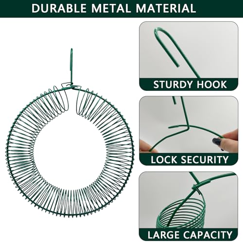 Peanut Bird Feeder, Hanging Feeder Round Metal Whole Wild Bird Feeder with Hanging Hook for Outdoor Birds and Squirrels Feeding Rust & Proof