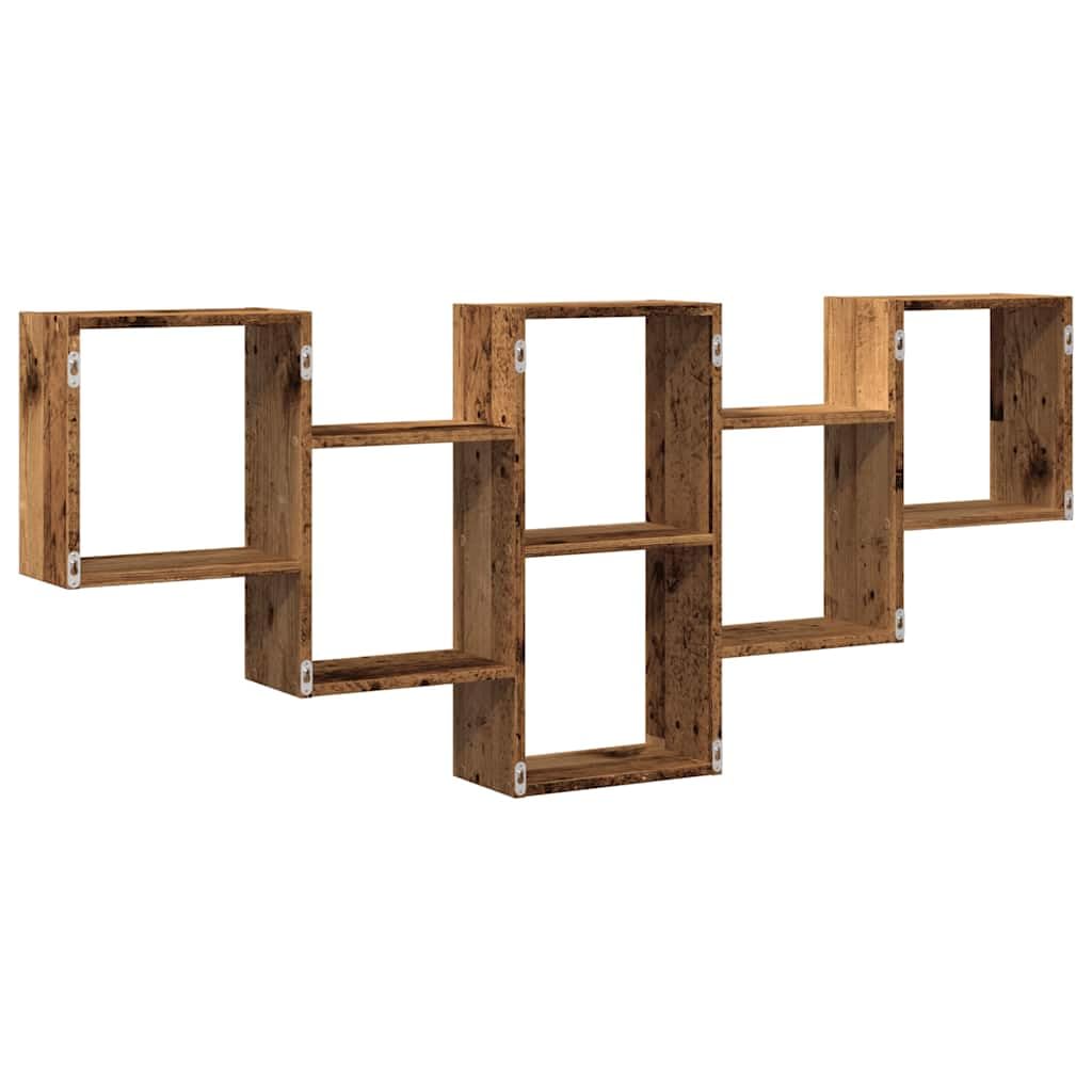 Wandregal Altholz Holzwerkstoff 159x18x66 cm Schwebendes Regal mit Stauraum für Bücher Deko und Pflanzen für Wohnzimmer Küche und Badezimmer