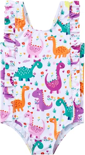 Image of RAISEVERN Baby Girls Swimsuit Ruffles Bathing Suits Cute Beach Sport Swimming Backless Summer One Piece Swimwear 2-7 Years