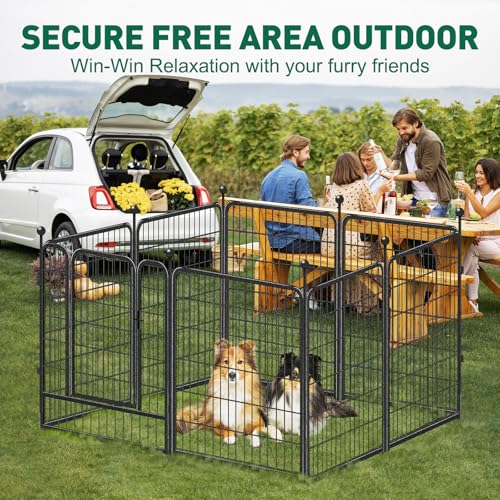 Image of VISCOO Dog Playpen Outdoor, 8 Panels 40 inch High Heavy Duty Metal Dog Pen | Pet Fence for Large /Medium /Small Dogs, with Doors Foldable Dog Fence Exercise Pen for RV, Camping, Yard