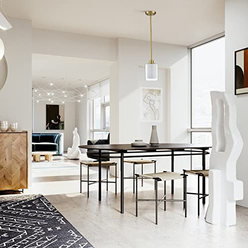 Dolaimi House Adjustable 1 Light Indoor Mini Hanging Pendant Light Gold Brushed Bronze Finish (Set Of 3) With Clear Frosted Glass Chandelier Shade For Bar, Dining Room Island Kitchen #TOP5