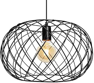 Wire Cage Globe Pendant Light Black Metal Retro Industrial Ceiling Lamp Shade M0183F with 4w G95 LED