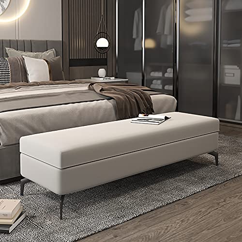 Ottoman de rangement coffre pouf repose-pieds tabouret à langer gris clair 60cm