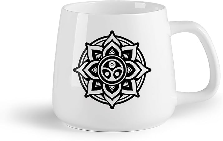 Ceramic Fruit Cup Stoneware Coffee Mugs with Handle Yoga Symbol （14oz ...