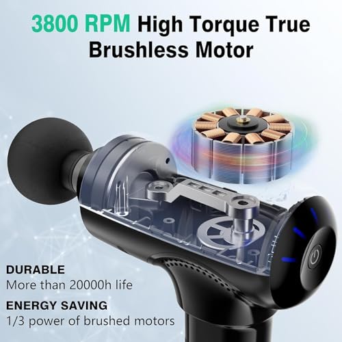 Massage Gun Deep Tissue,Portable Percussion Muscle Massager for Whole Body Back Pain Relief,Electric Handheld Sport Massager with 5 Massage Heads 5 Speed,Best Gift for Him/Her/Mother/Father - Image 5
