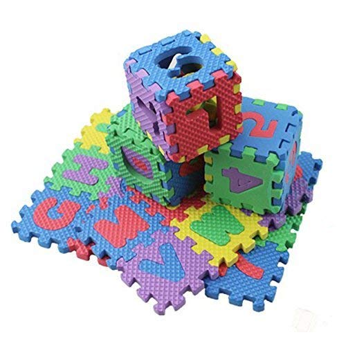 Image of FunBlast 36pcs Mini Puzzle Foam Mat for Kids, Interlocking Learning Alphabet and Number Mat for Kids - Multicolor (Mat 36Pcs)