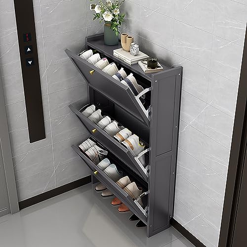 Rangement pour chaussures d'entrée compact, étagère bois verticale