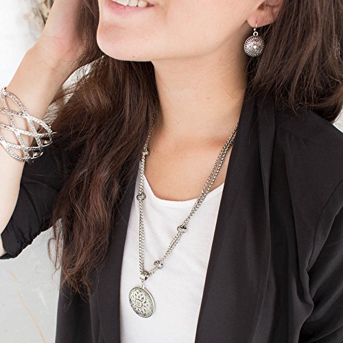 Looklove Womens Jewelry Silver Reversible Pendant Necklace 20" Long With A 3" Extender #TOP5