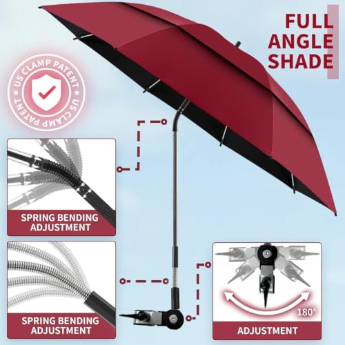 Sombrilla para carritos de golf y sillón de ruedas ajustable con pinza doble 5