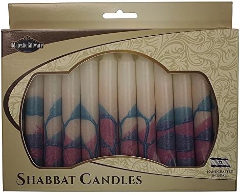 Judaica Purple White & PInk 12 Pack Shabbat Sabbath Candles Made in Israel