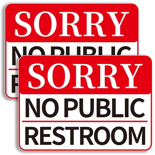 Image of 2 PCS No Public Restroom Signs for Business, Self Adhesive Vinyl No Public Restroom Sticker Waterproof and UV Resistant Sorry No Public Bathroom Signs for Door or Window