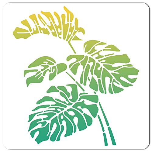 GORGECRAFT 30x30 cm Plantillas de Hojas Patrón de Hojas Tropicales, Plantillas Cuadradas Grandes, Cartel de Plástico Reutilizable para Pintar En Madera, Pared, Álbum de Recortes, Tarjeta, Suelo