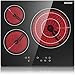 Karinear Placa Vitrocerámica 3 Fuegos - Placa Eléctrica de Cristal Cerámico Negro con Control Táctil, Temporizador, Bloqueo para Niños - 590 * 520 * 44 mm - 5700w