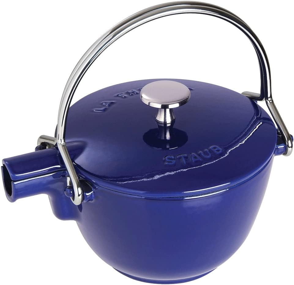 Staub Cast Iron 1-qt Round Tea Kettle - Dark Blue, Made in France
