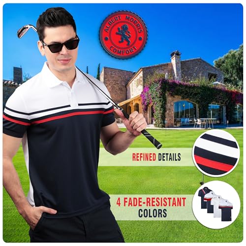 Albert Morris Mens Striped Short Sleeve Polo Shirts 4 Pack3