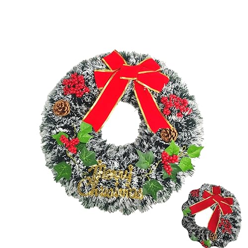 Guirlanda de Natal Merry Christmas Festa Porta Pendurar 40 cm Natalina Neve Enfeites Decoraçao laço