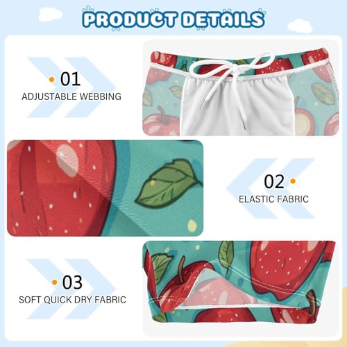 Cartoon Apples Leaves Cute Colored Cats Boys Swim Trunks Swimsuits for Toddler Boy Swim Shorts Trunks 3T-10T3