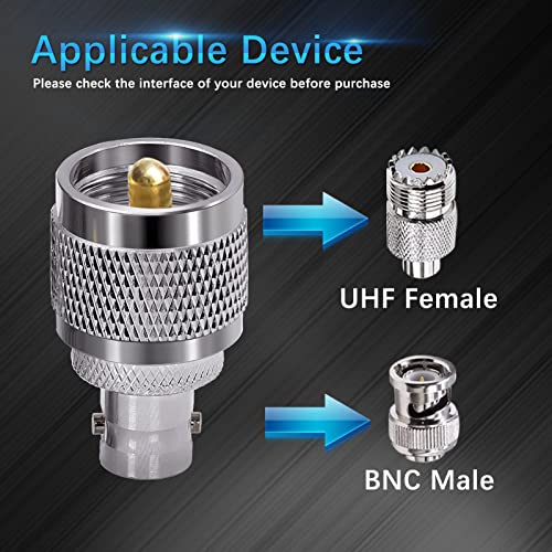 TUOLNK BNC Female to UHF PL259 Male RF Coaxial Adapter SO239 Male to BNC Female Coaxial Connector for Extension Cable 2pcs - Image 3