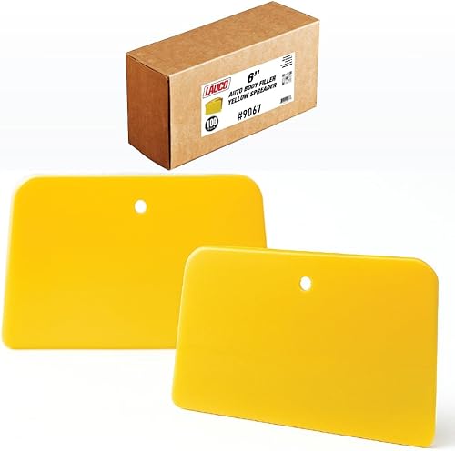 Esparcidores amarillos de relleno de carrocería (paquete de 100)  Tamaño 6 pulgadas reutilizable esparcidor de plástico para rellenos automotrices,