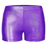 Riismen Shorts Gimnásticos para Niñas para Tumba Y Saltos Pantalones Cortos Atléticos Shorts para El Trasero Brillantes Prendas Inferiores De Yoga Ropa Deportiva Púrpura 13-14 años