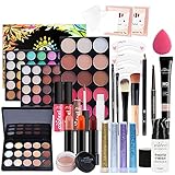 Professionelles Makeup Set, MKNZOME Kosmetik Starter Kit mit Schminktasche Tragbare Reise Makeup Paletten Weihnachten Makeup Set mit Augenbrauencreme Lidschatten Lippenstift Lipgloss Mascara