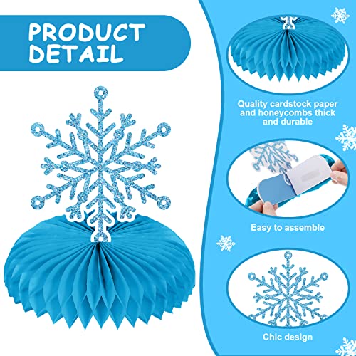 10 Pieces Snowflake Honeycomb Centerpieces Blue Pink White Freeze Winter Table Decorations Snowflake Party Table Toppers For Winter Christmas Holiday Freeze Theme Party Supplies, 5.9 X 5.9 Inches #TOP2