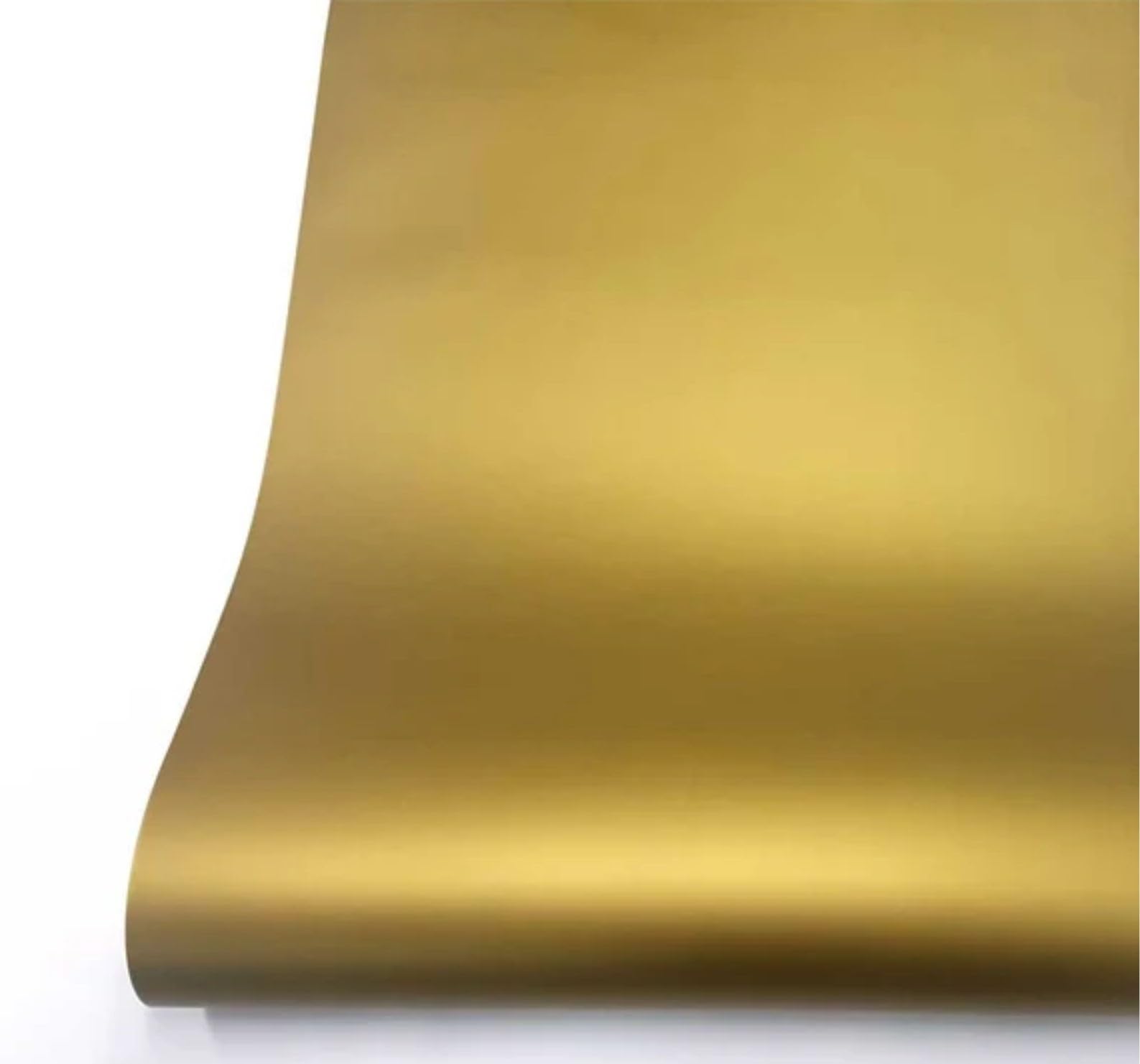 WISDOM Gold Metallic Adhesive Vinyl Wrap Vinyl Sheet Car Wrap Film Self Adhesive Car and Motorcycle Sticker Decal, DIY Decoraton (12x46, Gold Metallic) 1