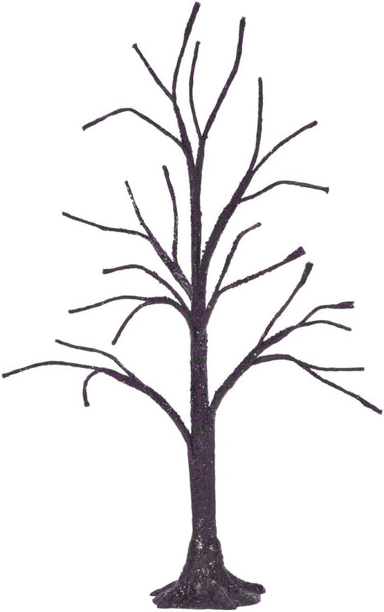 Department 56 Snow Village Halloween Purple Glitter Bare Branch Tree Accessory