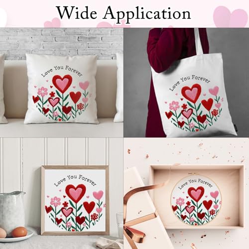 Image of Nuberlic Valentine Embroidery Kit for Beginners - Heart Floral Design Adults Starter Cross Stitch Kit DIY Needlepoint with Hoop, Pre-Printed Fabric, Threads & Step-by-Step Guide