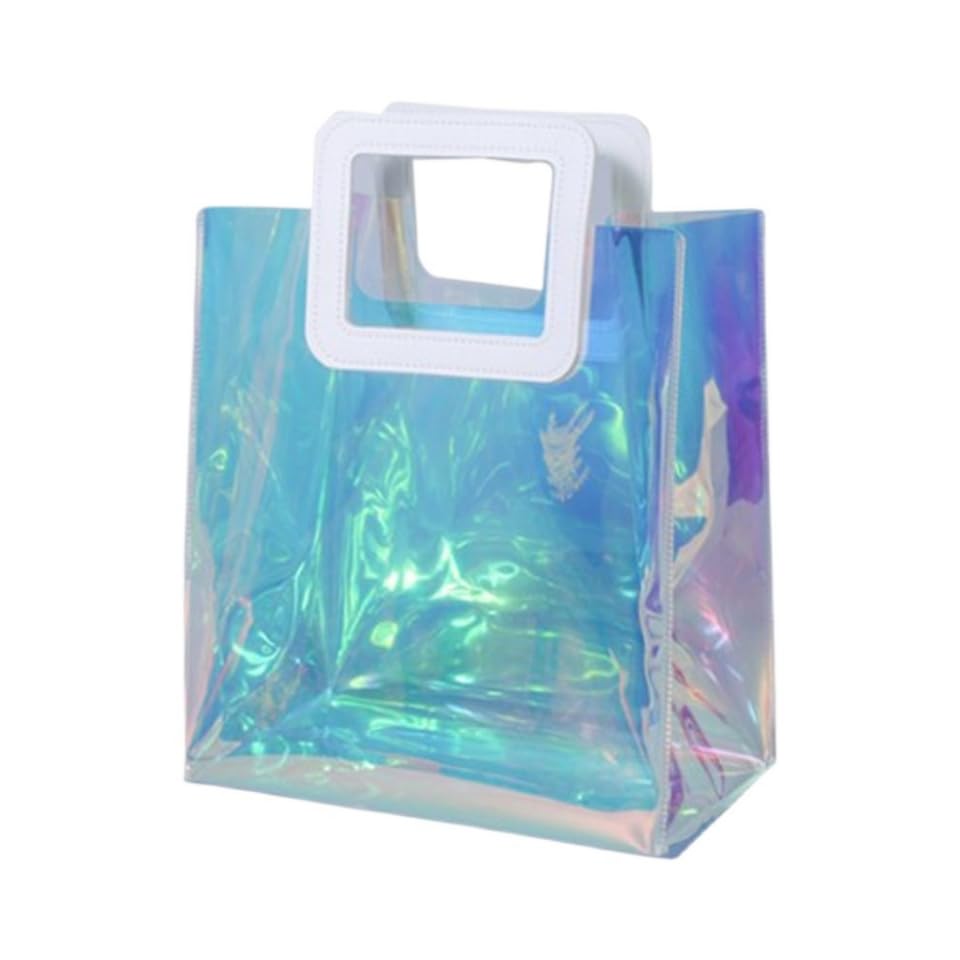Sacs cadeaux holographiques transparents avec poignées cuir pour créer des souvenirs magiques
