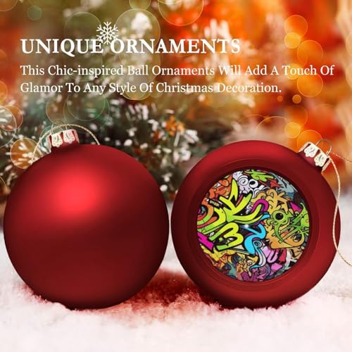 Boules de Noël décoratives graffiti pour sapin de Noël et suspensions de fête