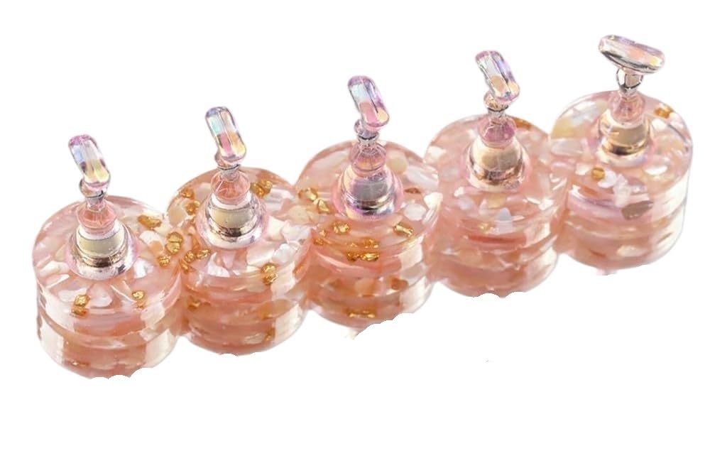 HIFRQVVC Nail Practice Holder, Nail Display Stands Set Square Round Base Multicolor(08-round Pink)