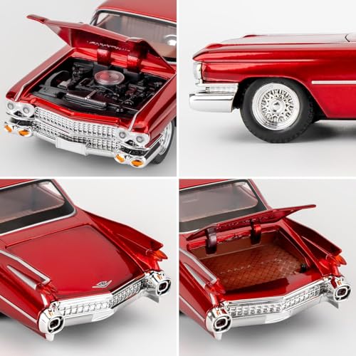 Image of FEXXA 1:32 Scale Die Cast Eldorado Cadillac Exclusive Alloy Metal Pull Back Die-cast Car Model with Sound Light Mini Auto Toy for Kids Metal Model Toy Car with Sound and Light? (1.32 Eldorado-Red)
