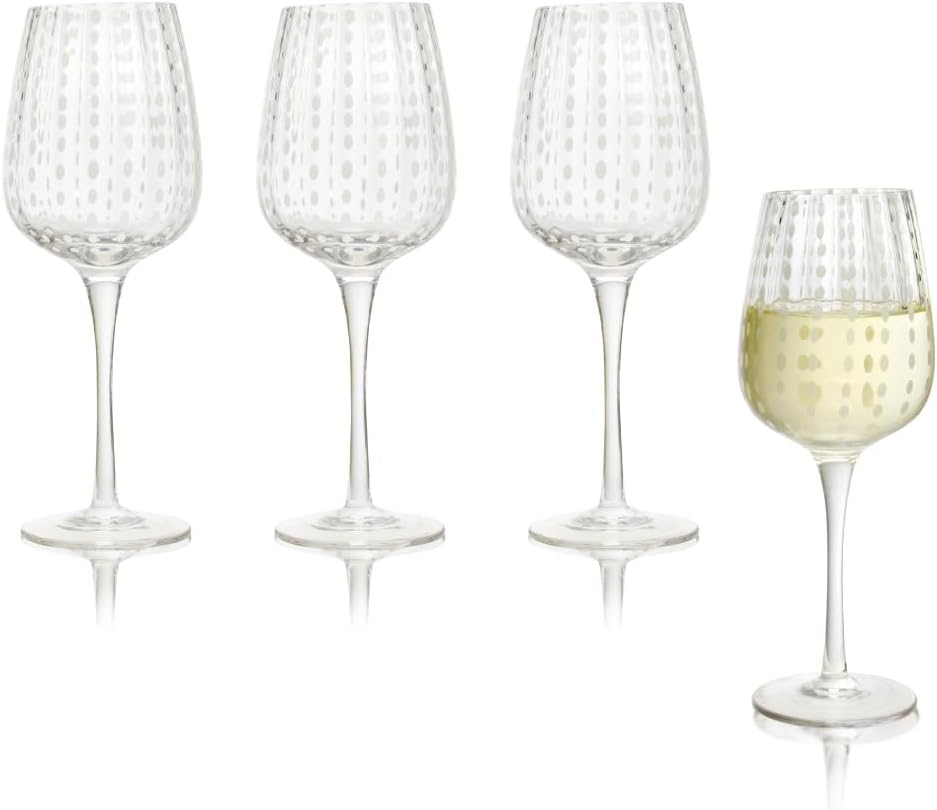 QUALIA Dash Light Blue Wine Glasses Set of 4, Blue Colored Glassware, Decorative Wine Glasses, 17 oz Lead-Free Crystal Wine Glass Gift, Blue Goblets Glassware, Wedding Gifts For Women, Home Bar Gift