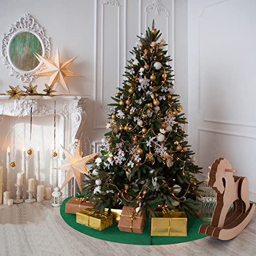 SALCAR Weihnachtsbaum Decke Rund, Weihnachtsbaum Rock Grün Filzteppich Kleid Mit Klettverschluss, Christbaumdecke Fell für Weihnachtsbaum Tannenbaum Weihnachtsbaum Deko, 80cm