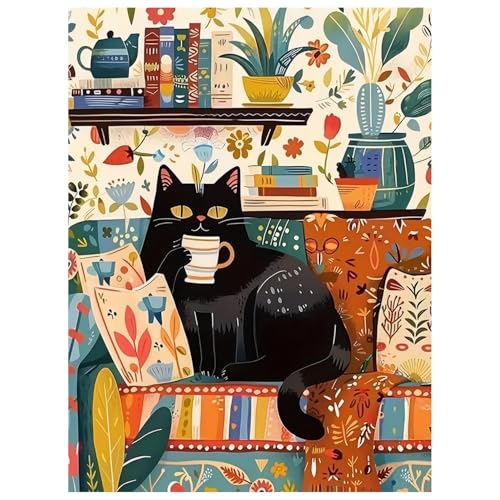 Mandun Art Chat Peinture Numero Adulte, Chat Coloriage Par Numero Adulte, Peinture par Pour la...