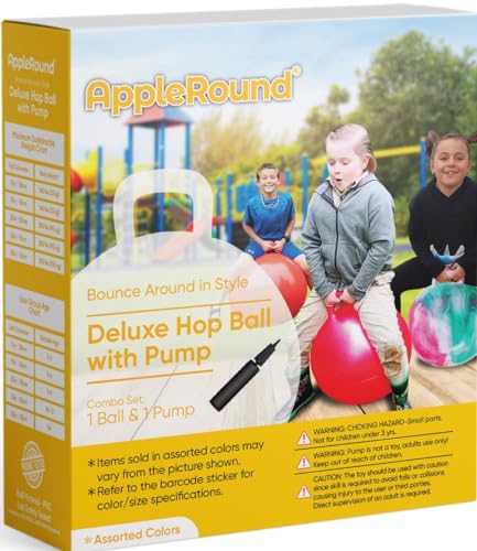 AppleRound Hippity Hoppity Jumping Ball with Pump, Bouncy Ball with Handle, 20in/50cm Diameter for Age 7-10, Kangaroo Bouncer, Space Hopper Hopball with Handle for Children, Plain Color (Green) - Image 5