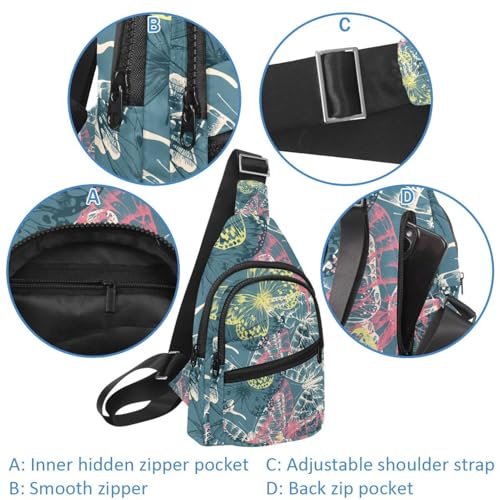 Bolsa cruzada para hombre urbana e impermeable con estampado de mariposas 4