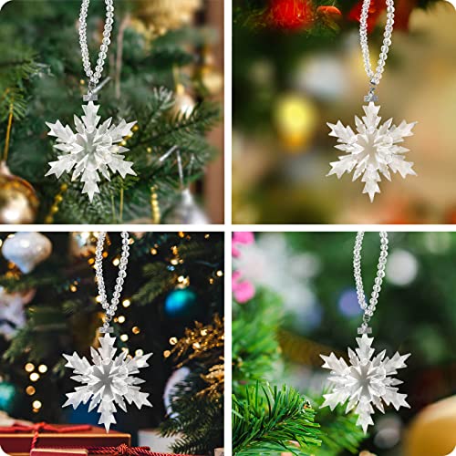 Fancyoung 2022 Snowflake Crystal Ornament Rear View Mirror Pendant Festival Charm Star Crystal Ornaments Christmas Tree Party Decorations Collectibles Home Hanging Decor, Clear #TOP3