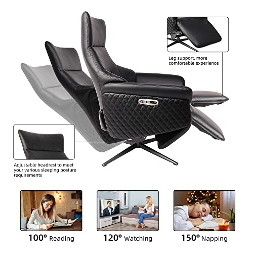 LUCKYERMORE Zero-Gravity Recliner Power Reclining Chair Black Modern Home Theater Seating for Adults with 2 Motor USB Ports Press Control Adjustable Headrest Footrest, Single Living Room Chairs