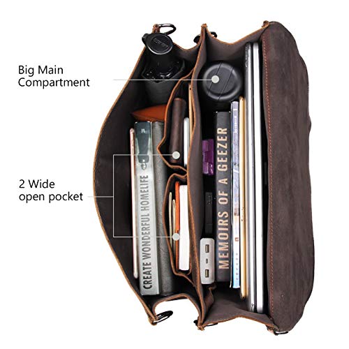 Augus Leather Messenger Bag for Men Briefcase Travel Backpack Shoulder