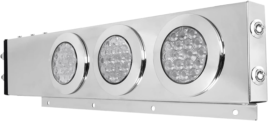 GG Grand General 91023 Spring Loaded Stainless Steel Mud Flap Hanger with Red/Clear LED Light, 2.5 Inches Bolt Spacing, Pair