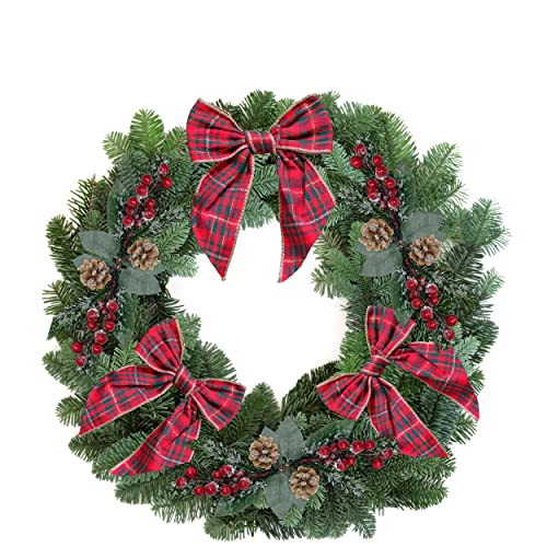 Banberry Designs Holiday Pine Snowy Flower Picks 10 Pieces - Snow Flocked Red Holly Berry Pine Cone Floral Sprays Decoration #TOP3