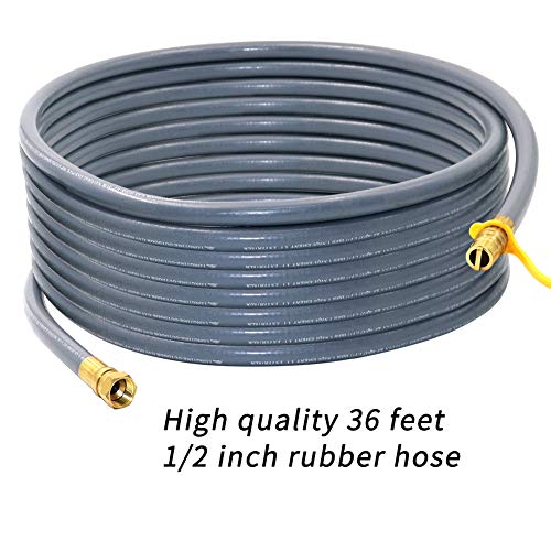 Upgraded 36 Feet 1/2 Inch ID Natural Gas Hose with 3/8 Inch Female Flare by 1/2 Inch Male Flare Adapter, Quick Connect Disconnect, Anti-Cracking for Natural Gas,Propane Equipment