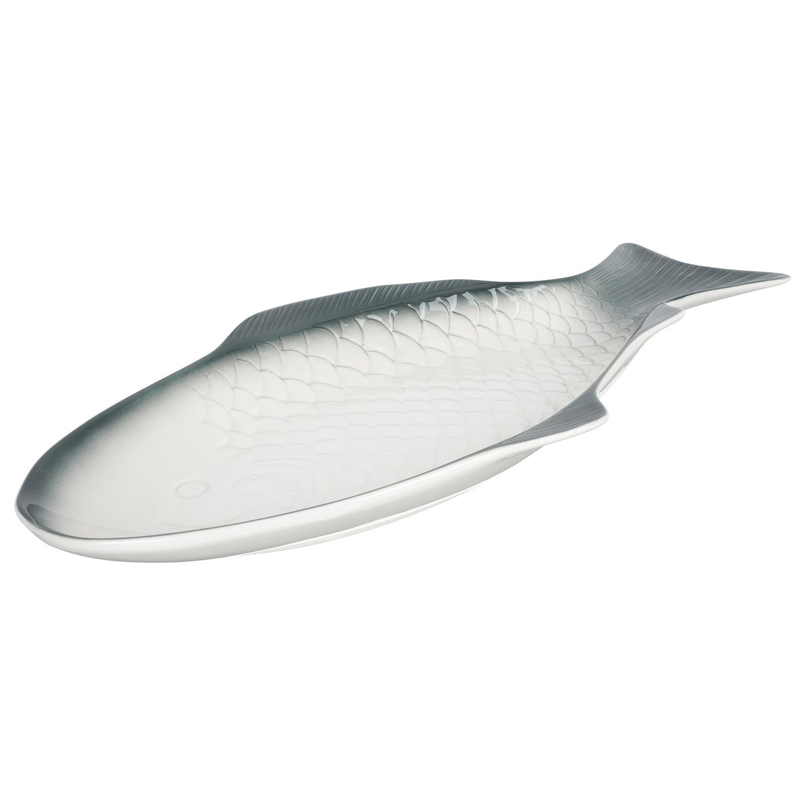 VANZACK Bandeja de Pescado Delicada de Cerámica Forma de Pez para Servir y Cocinar al Vapor, Adecuado Hogar y Decoración de Mesa Festiva