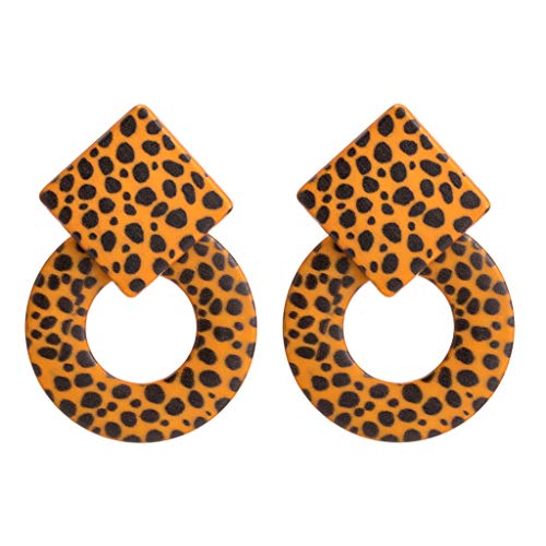 JAGETRADE Leopard Print Acryl Ohrstecker Runde Kreis Geometrische Harz Große Ohrringe