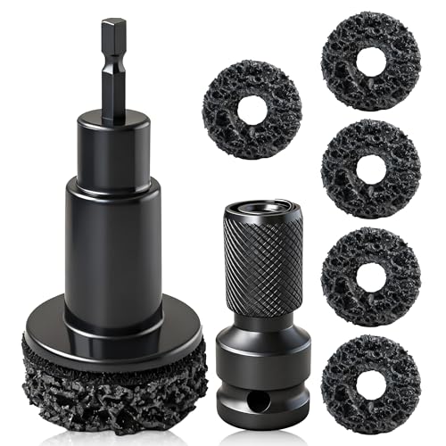 Ayxwkyfc Wheel Hub Cleaning Tool Set Wheel Stud Cleaner Wheel Hub Resurfacing Kit 5 Cleaning Heads Wheel hub Cleaning for Passenger Cars and Trucks