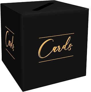 HEIPINIUYE Black Card Box Wedding Envelope Box Gift Card Box Holder Card Box for Wedding Birthday Baby Shower Party Raffle Box